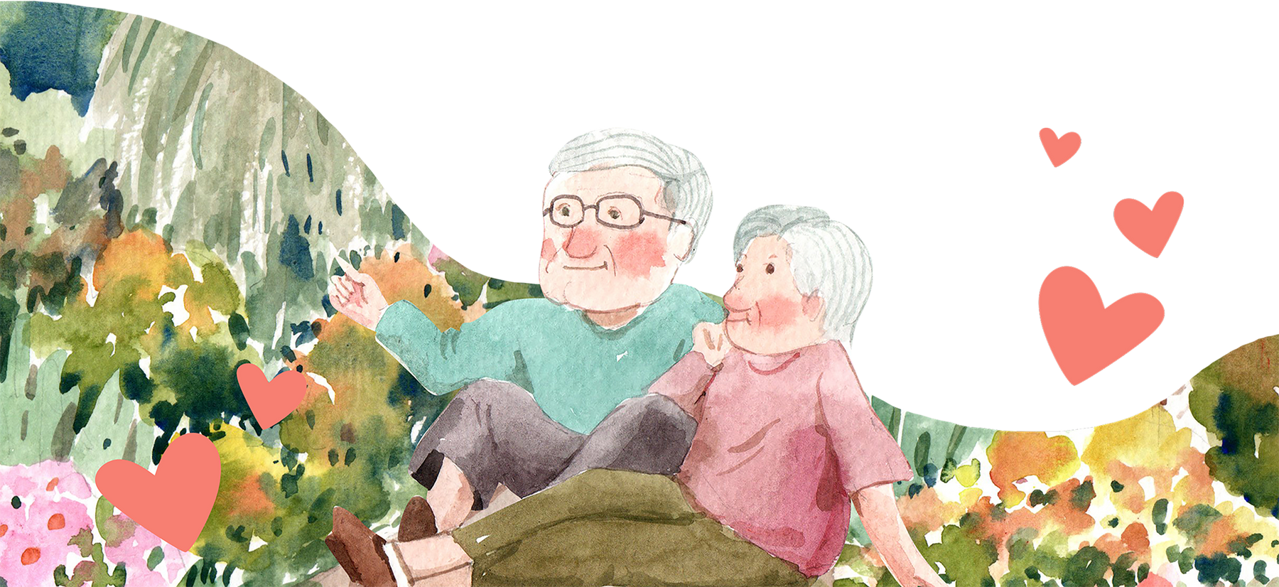 Happy Grandparents Watercolor Illustration Cutout